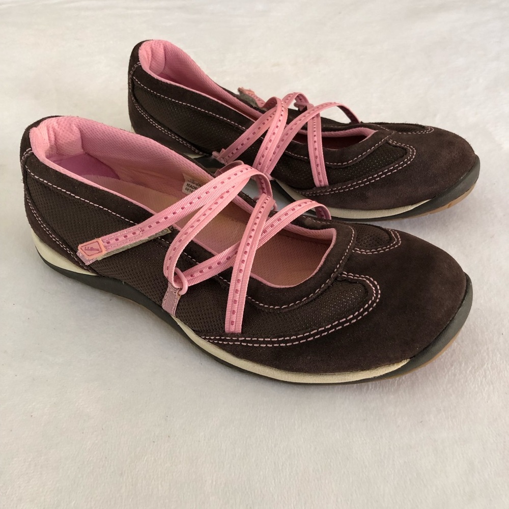 L.L. Bean Mary Jane suede Pink Brown comfort shoes